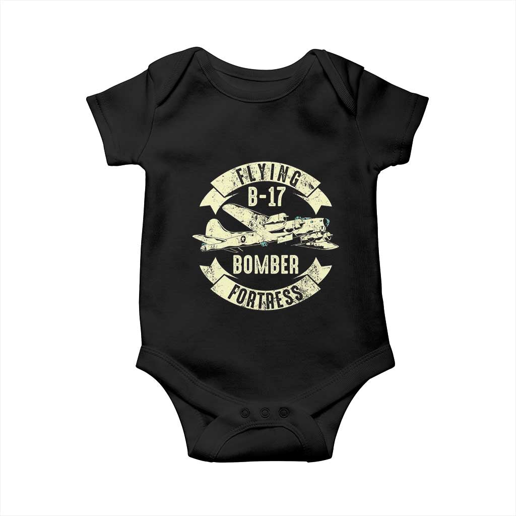 Vintage B-17 Bomber WW2 Aircraft Baby Onesie Plane Aviation Fighter Airplane Retro Grunge TS02 Black Print Your Wear