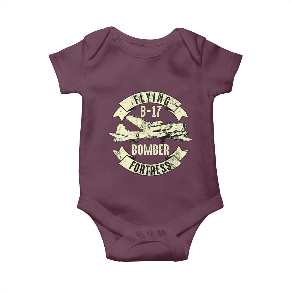 Vintage B-17 Bomber WW2 Aircraft Baby Onesie Plane Aviation Fighter Airplane Retro Grunge TS02 Maroon Print Your Wear