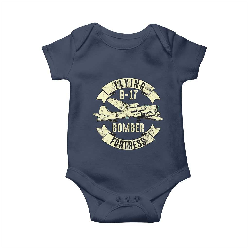 Vintage B-17 Bomber WW2 Aircraft Baby Onesie Plane Aviation Fighter Airplane Retro Grunge TS02 Navy Print Your Wear