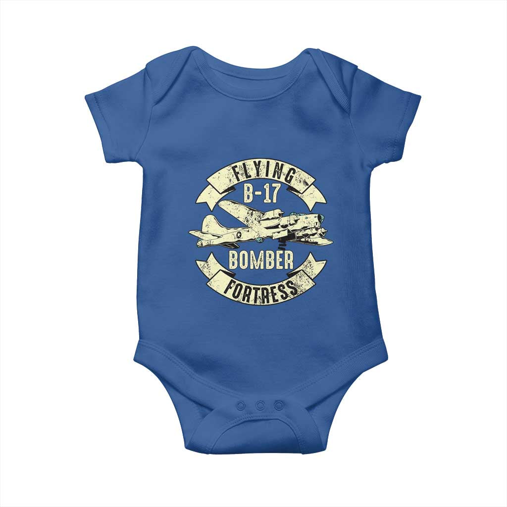 Vintage B-17 Bomber WW2 Aircraft Baby Onesie Plane Aviation Fighter Airplane Retro Grunge TS02 Royal Blue Print Your Wear