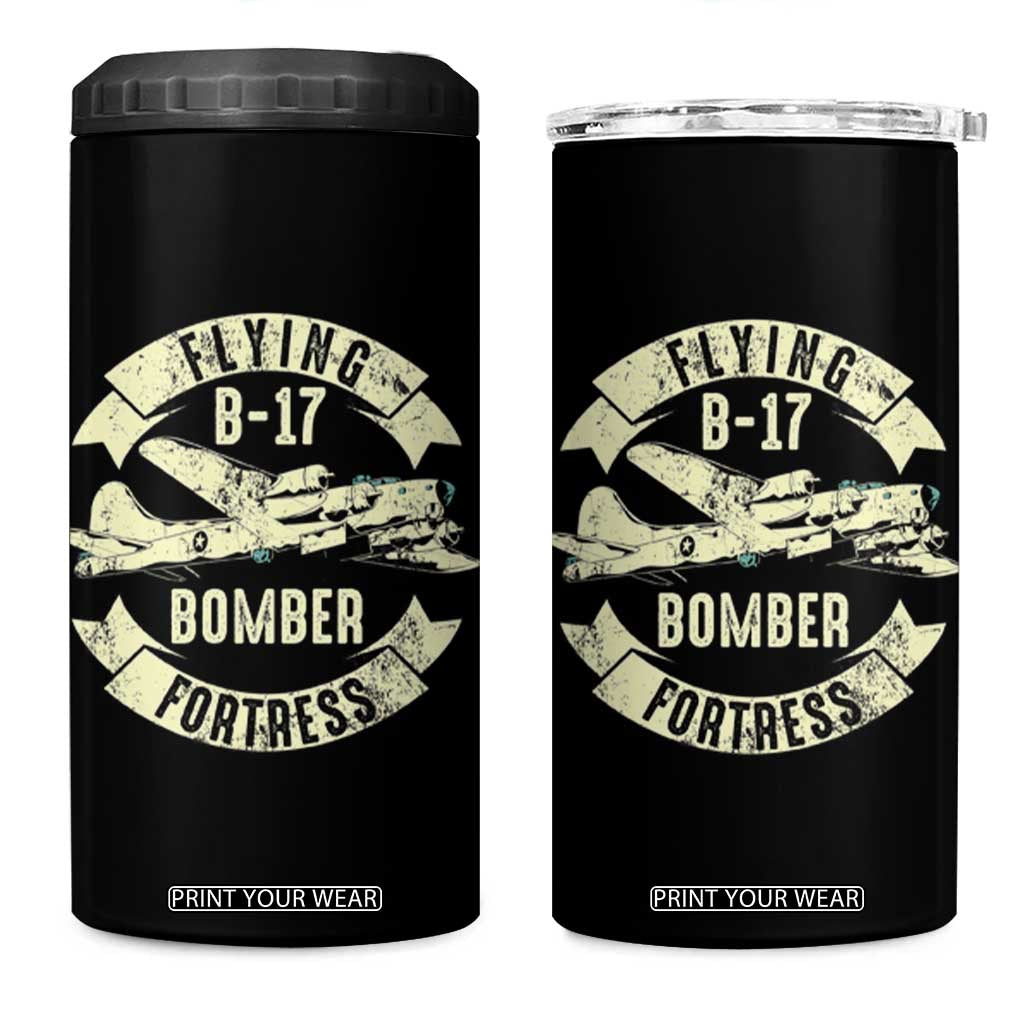 Vintage B-17 Bomber WW2 Aircraft 4 in 1 Can Cooler Tumbler Plane Aviation Fighter Airplane Retro Grunge TS02 One Size: 16 oz Black Print Your Wear
