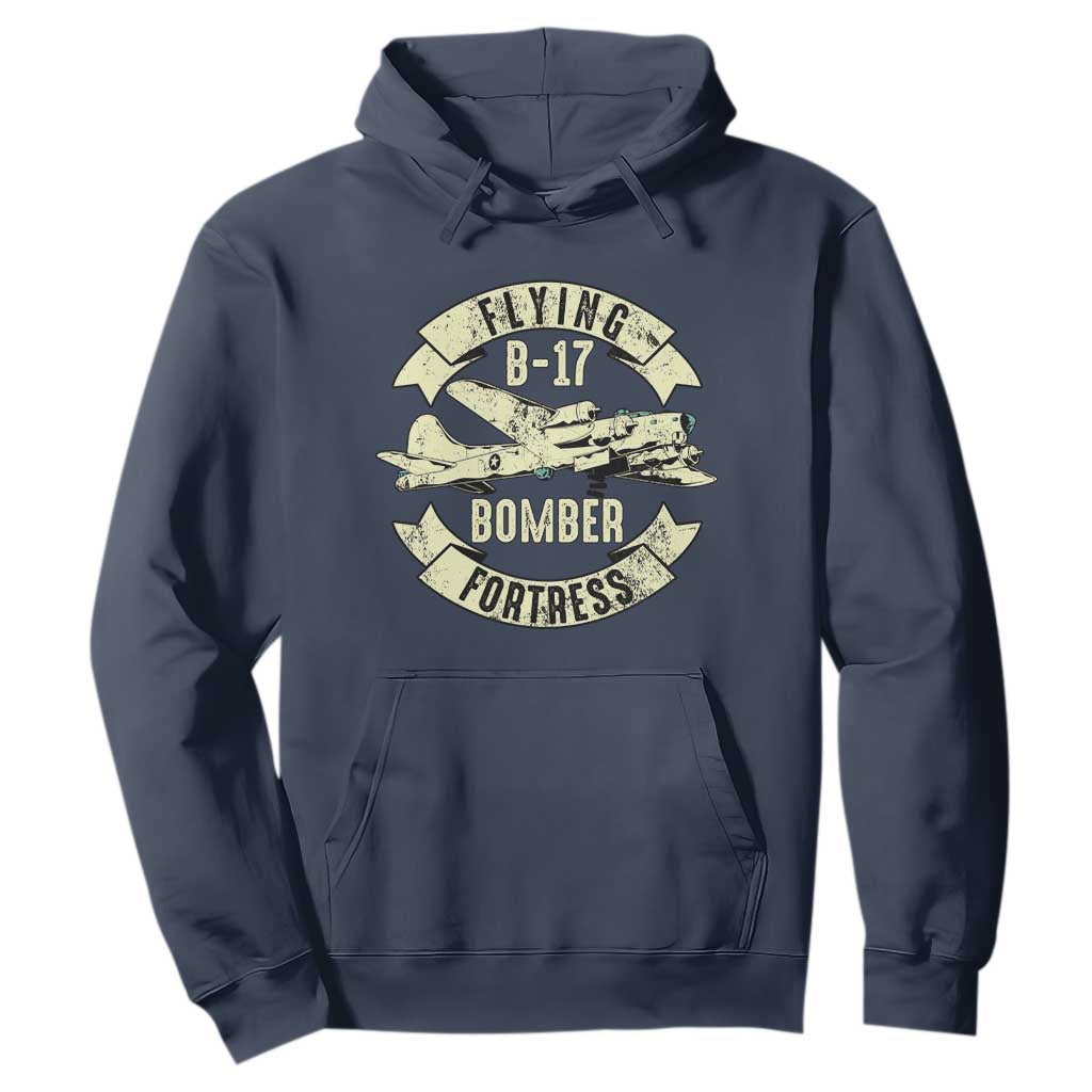 Vintage B-17 Bomber WW2 Aircraft Hoodie Plane Aviation Fighter Airplane Retro Grunge TS02 Navy Print Your Wear