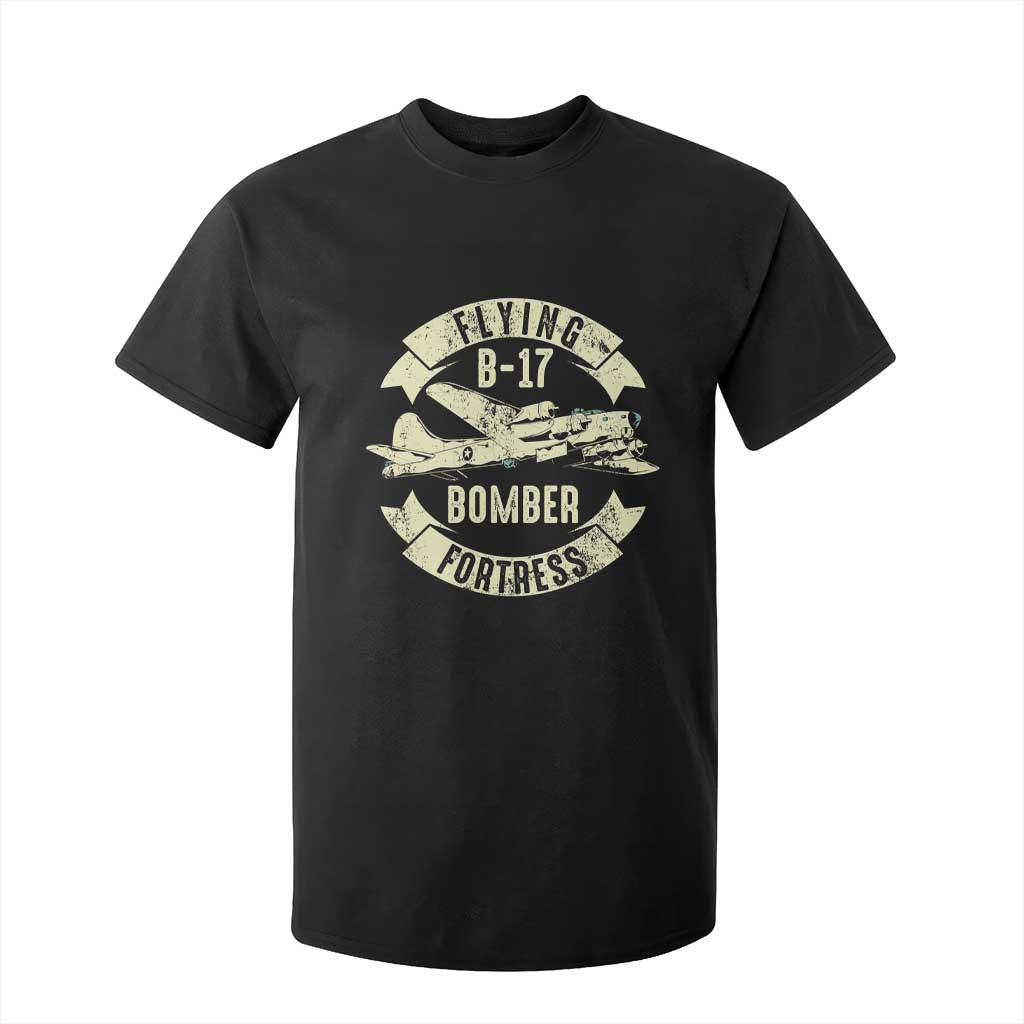 Vintage B-17 Bomber WW2 Aircraft T Shirt For Kid Plane Aviation Fighter Airplane Retro Grunge TS02 Black Print Your Wear