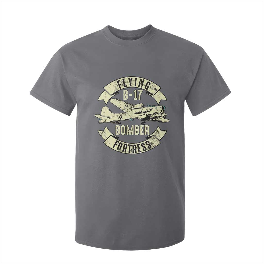 Vintage B-17 Bomber WW2 Aircraft T Shirt For Kid Plane Aviation Fighter Airplane Retro Grunge TS02 Charcoal Print Your Wear