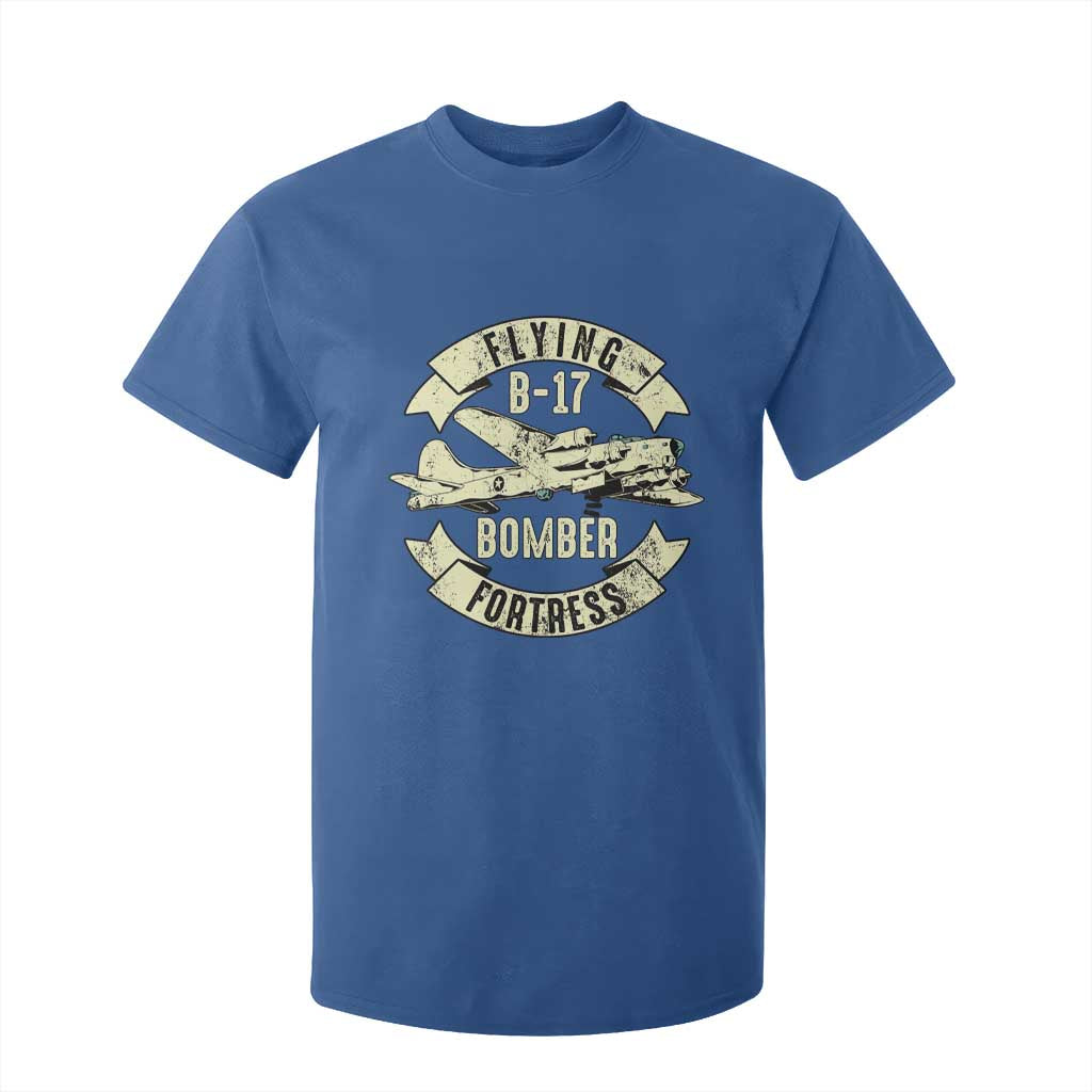 Vintage B-17 Bomber WW2 Aircraft T Shirt For Kid Plane Aviation Fighter Airplane Retro Grunge TS02 Royal Blue Print Your Wear
