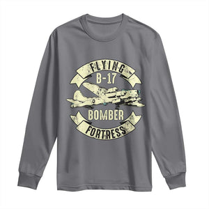Vintage B-17 Bomber WW2 Aircraft Long Sleeve Shirt Plane Aviation Fighter Airplane Retro Grunge TS02 Charcoal Print Your Wear