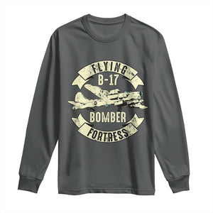 Vintage B-17 Bomber WW2 Aircraft Long Sleeve Shirt Plane Aviation Fighter Airplane Retro Grunge TS02 Dark Heather Print Your Wear