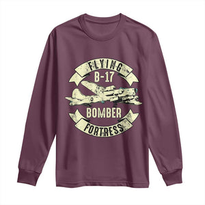 Vintage B-17 Bomber WW2 Aircraft Long Sleeve Shirt Plane Aviation Fighter Airplane Retro Grunge TS02 Maroon Print Your Wear