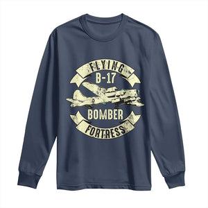 Vintage B-17 Bomber WW2 Aircraft Long Sleeve Shirt Plane Aviation Fighter Airplane Retro Grunge TS02 Navy Print Your Wear