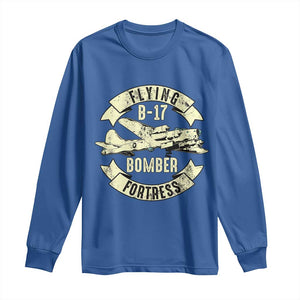 Vintage B-17 Bomber WW2 Aircraft Long Sleeve Shirt Plane Aviation Fighter Airplane Retro Grunge TS02 Royal Blue Print Your Wear