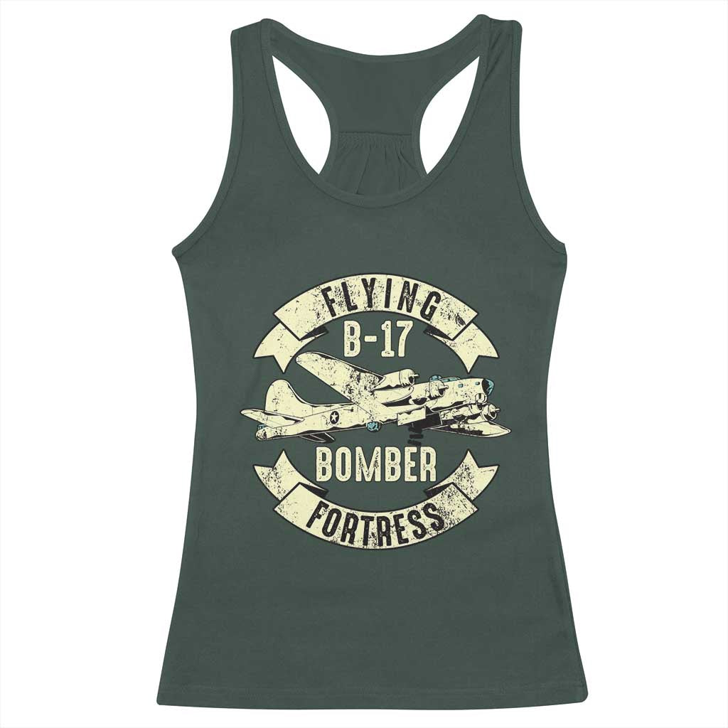 Vintage B-17 Bomber WW2 Aircraft Racerback Tank Top Plane Aviation Fighter Airplane Retro Grunge TS02 Dark Forest Green Print Your Wear