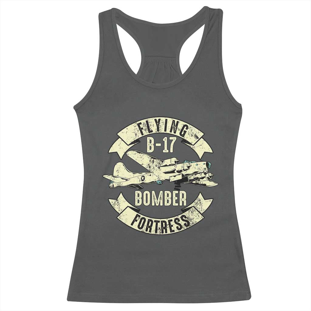 Vintage B-17 Bomber WW2 Aircraft Racerback Tank Top Plane Aviation Fighter Airplane Retro Grunge TS02 Dark Heather Print Your Wear