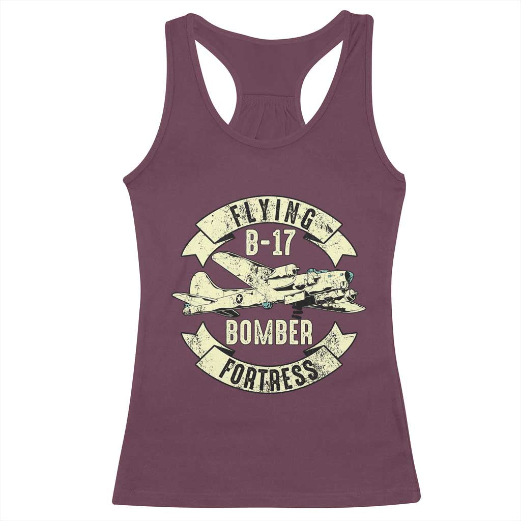 Vintage B-17 Bomber WW2 Aircraft Racerback Tank Top Plane Aviation Fighter Airplane Retro Grunge TS02 Maroon Print Your Wear