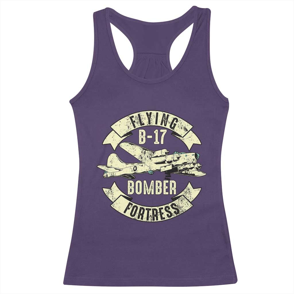 Vintage B-17 Bomber WW2 Aircraft Racerback Tank Top Plane Aviation Fighter Airplane Retro Grunge TS02 Purple Print Your Wear