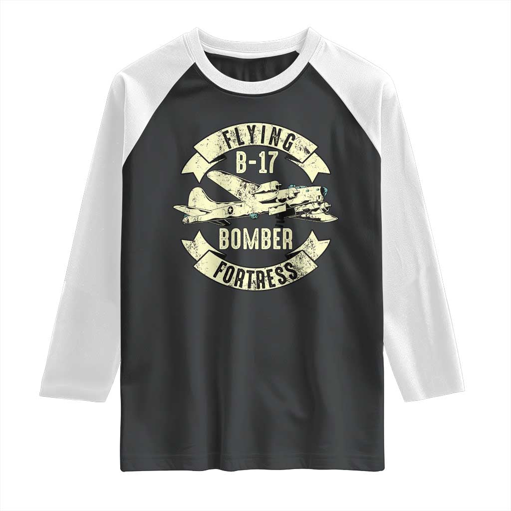 Vintage B-17 Bomber WW2 Aircraft Raglan Shirt Plane Aviation Fighter Airplane Retro Grunge TS02 Black White Print Your Wear