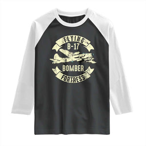 Vintage B-17 Bomber WW2 Aircraft Raglan Shirt Plane Aviation Fighter Airplane Retro Grunge TS02 Black White Print Your Wear