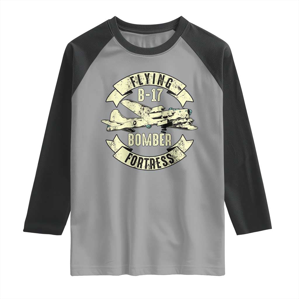 Vintage B-17 Bomber WW2 Aircraft Raglan Shirt Plane Aviation Fighter Airplane Retro Grunge TS02 Sport Gray Black Print Your Wear
