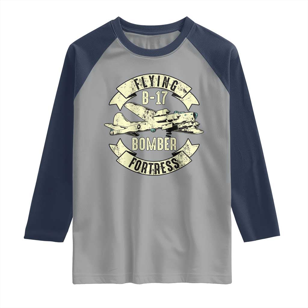 Vintage B-17 Bomber WW2 Aircraft Raglan Shirt Plane Aviation Fighter Airplane Retro Grunge TS02 Sport Gray Navy Print Your Wear