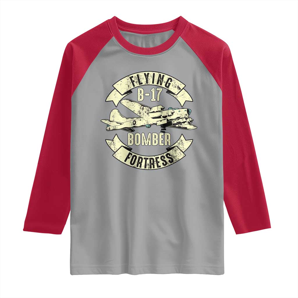 Vintage B-17 Bomber WW2 Aircraft Raglan Shirt Plane Aviation Fighter Airplane Retro Grunge TS02 Sport Gray Red Print Your Wear