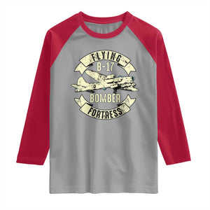 Vintage B-17 Bomber WW2 Aircraft Raglan Shirt Plane Aviation Fighter Airplane Retro Grunge TS02 Sport Gray Red Print Your Wear