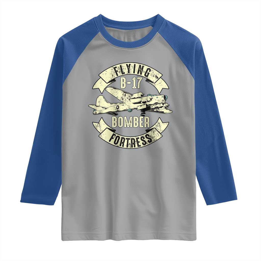 Vintage B-17 Bomber WW2 Aircraft Raglan Shirt Plane Aviation Fighter Airplane Retro Grunge TS02 Sport Gray Royal Print Your Wear