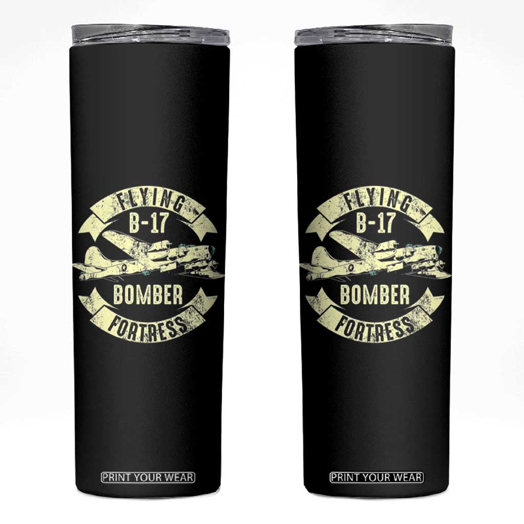 Vintage B-17 Bomber WW2 Aircraft Skinny Tumbler Plane Aviation Fighter Airplane Retro Grunge TS02 Black Print Your Wear
