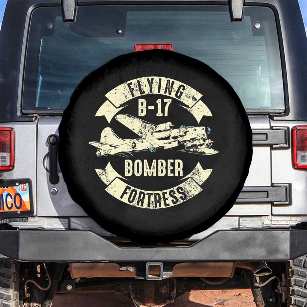 Vintage B-17 Bomber WW2 Aircraft Spare Tire Cover Plane Aviation Fighter Airplane Retro Grunge TS02 No hole Black Print Your Wear