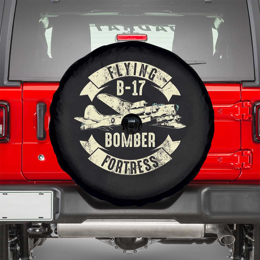 Vintage B-17 Bomber WW2 Aircraft Spare Tire Cover Plane Aviation Fighter Airplane Retro Grunge TS02 Black Print Your Wear