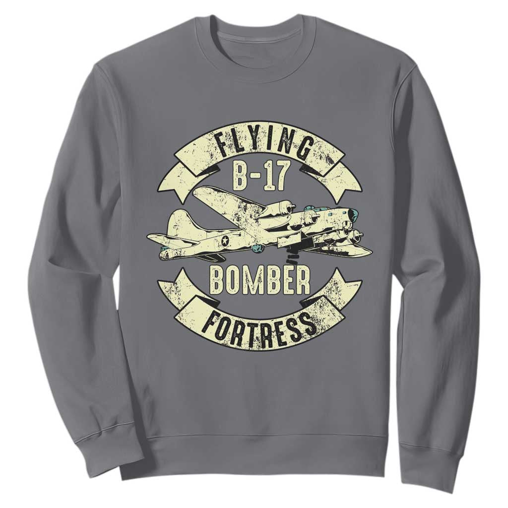 Vintage B-17 Bomber WW2 Aircraft Sweatshirt Plane Aviation Fighter Airplane Retro Grunge TS02 Charcoal Print Your Wear