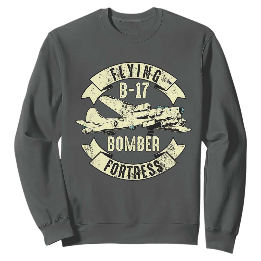 Vintage B-17 Bomber WW2 Aircraft Sweatshirt Plane Aviation Fighter Airplane Retro Grunge TS02 Dark Heather Print Your Wear
