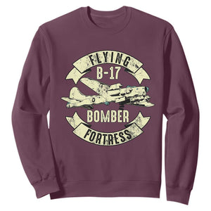 Vintage B-17 Bomber WW2 Aircraft Sweatshirt Plane Aviation Fighter Airplane Retro Grunge TS02 Maroon Print Your Wear