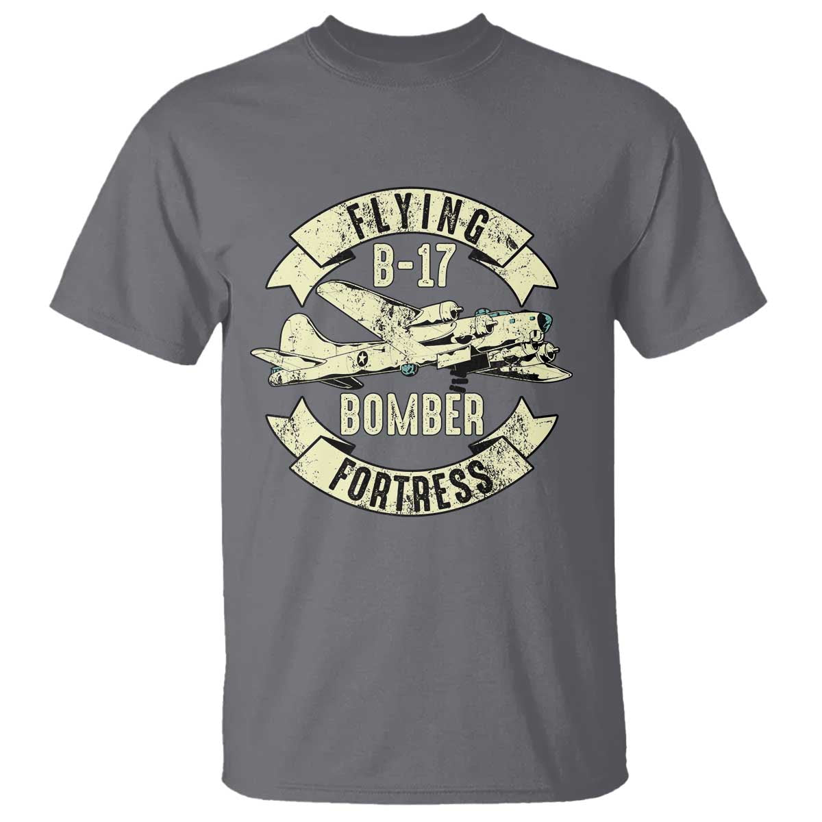 Vintage B-17 Bomber WW2 Aircraft T Shirt Plane Aviation Fighter Airplane Retro Grunge TS02 Charcoal Print Your Wear