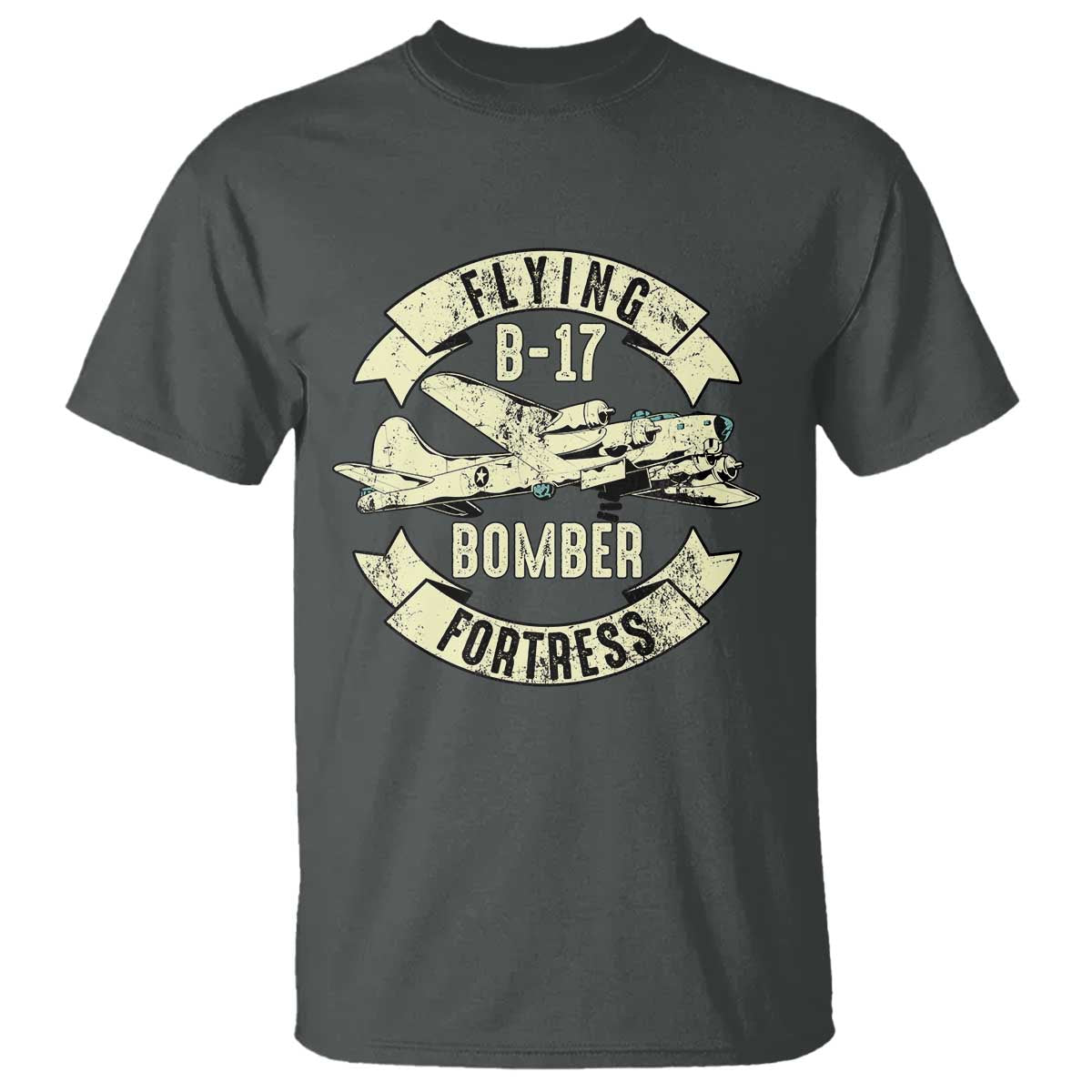 Vintage B-17 Bomber WW2 Aircraft T Shirt Plane Aviation Fighter Airplane Retro Grunge TS02 Dark Heather Print Your Wear