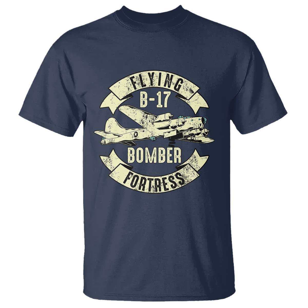 Vintage B-17 Bomber WW2 Aircraft T Shirt Plane Aviation Fighter Airplane Retro Grunge TS02 Navy Print Your Wear