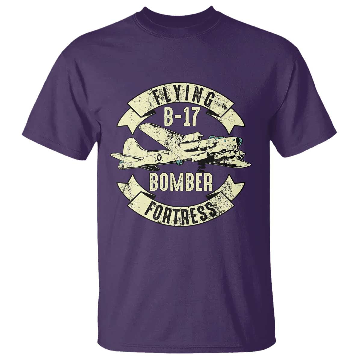 Vintage B-17 Bomber WW2 Aircraft T Shirt Plane Aviation Fighter Airplane Retro Grunge TS02 Purple Print Your Wear