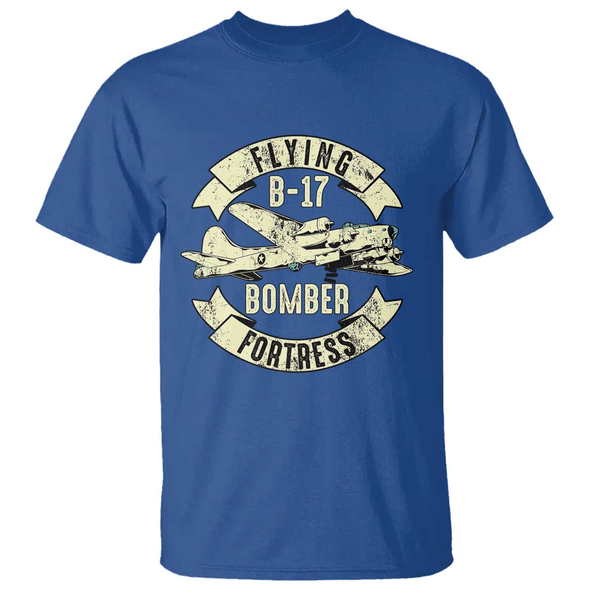 Vintage B-17 Bomber WW2 Aircraft T Shirt Plane Aviation Fighter Airplane Retro Grunge TS02 Royal Blue Print Your Wear