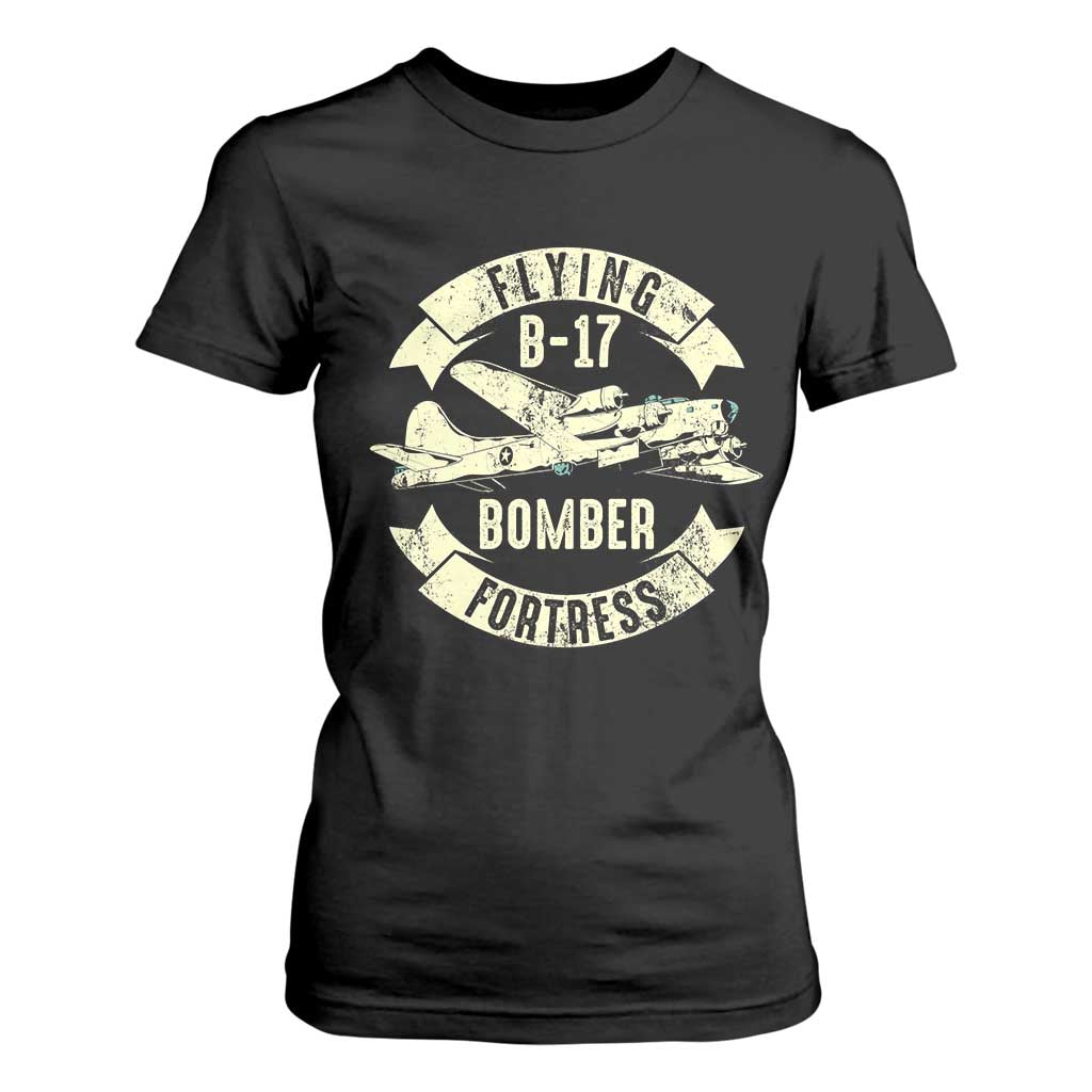 Vintage B-17 Bomber WW2 Aircraft T Shirt For Women Plane Aviation Fighter Airplane Retro Grunge TS02 Black Print Your Wear