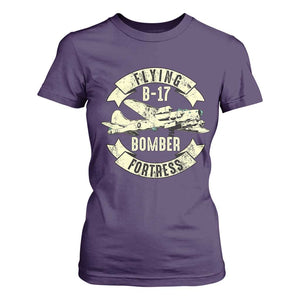 Vintage B-17 Bomber WW2 Aircraft T Shirt For Women Plane Aviation Fighter Airplane Retro Grunge TS02 Purple Print Your Wear