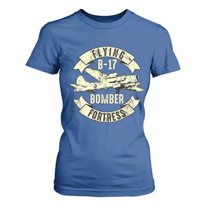 Vintage B-17 Bomber WW2 Aircraft T Shirt For Women Plane Aviation Fighter Airplane Retro Grunge TS02 Royal Blue Print Your Wear
