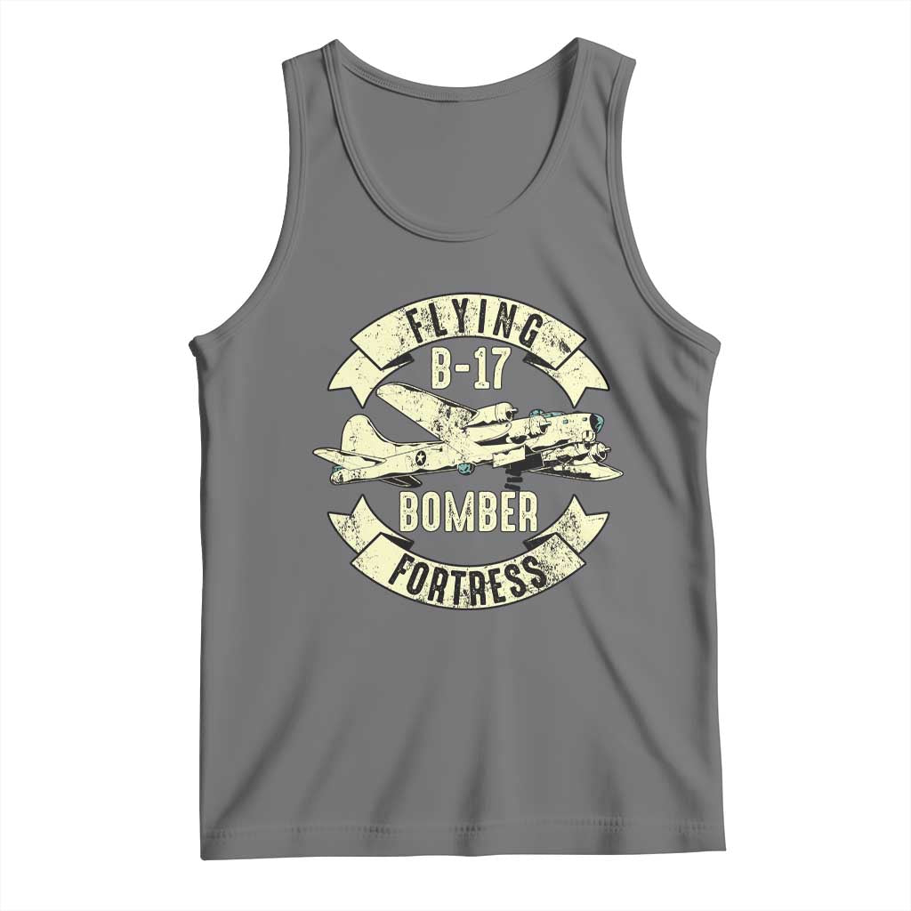 Vintage B-17 Bomber WW2 Aircraft Tank Top Plane Aviation Fighter Airplane Retro Grunge TS02 Black Heather Print Your Wear