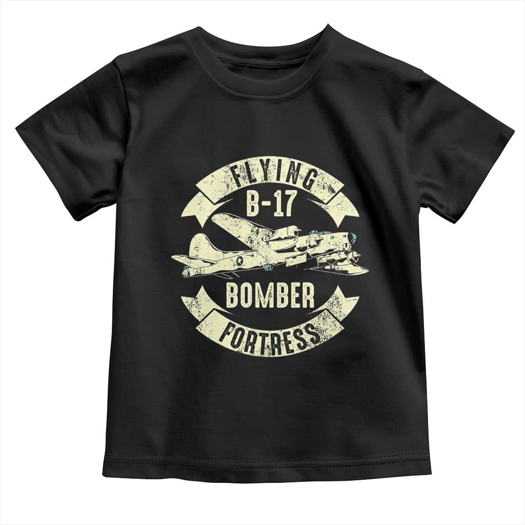 Vintage B-17 Bomber WW2 Aircraft Toddler T Shirt Plane Aviation Fighter Airplane Retro Grunge TS02 Black Print Your Wear