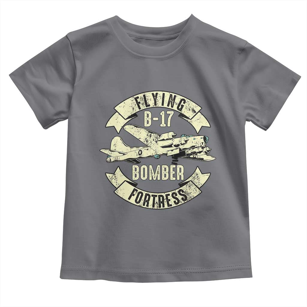 Vintage B-17 Bomber WW2 Aircraft Toddler T Shirt Plane Aviation Fighter Airplane Retro Grunge TS02 Charcoal Print Your Wear
