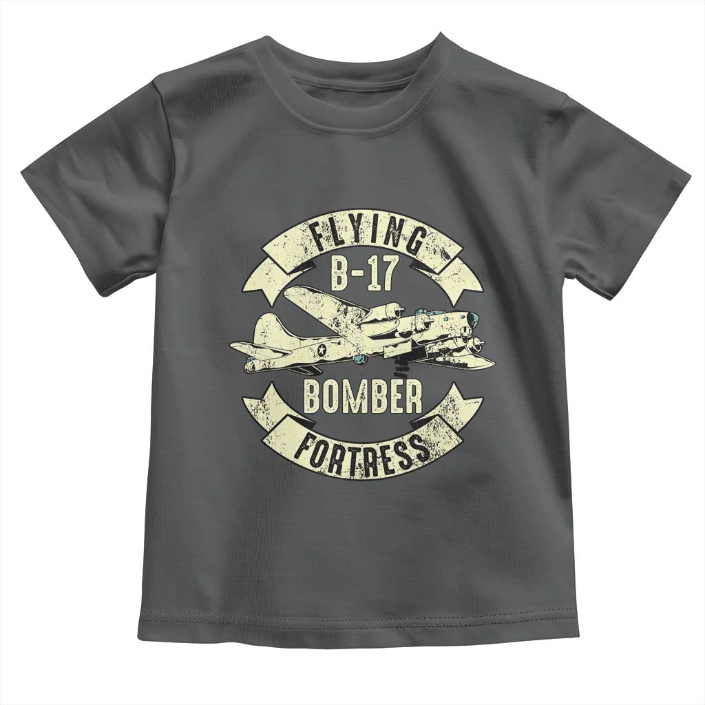 Vintage B-17 Bomber WW2 Aircraft Toddler T Shirt Plane Aviation Fighter Airplane Retro Grunge TS02 Dark Heather Print Your Wear