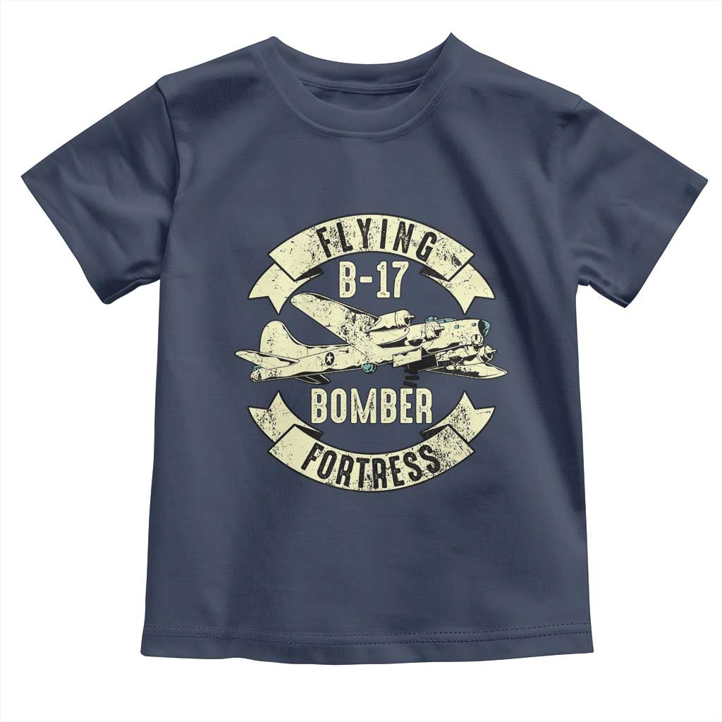Vintage B-17 Bomber WW2 Aircraft Toddler T Shirt Plane Aviation Fighter Airplane Retro Grunge TS02 Navy Print Your Wear