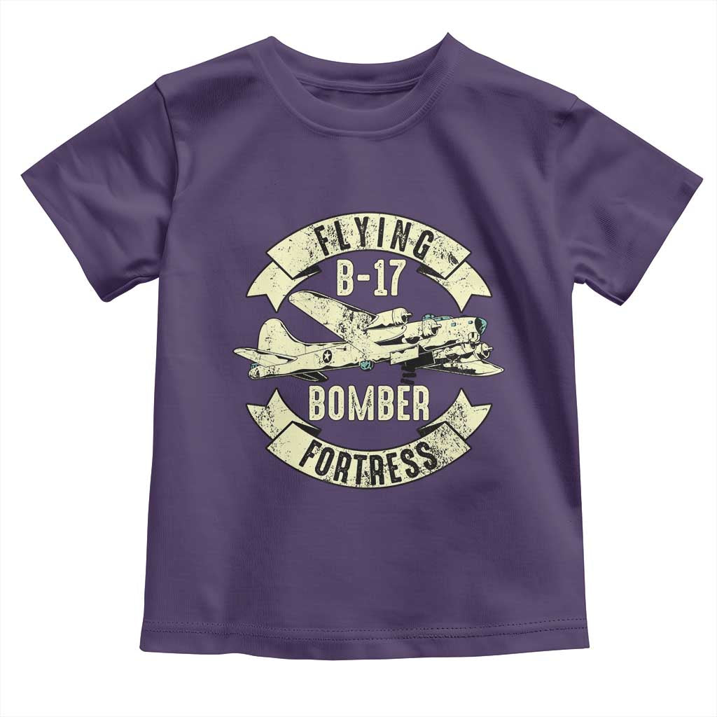 Vintage B-17 Bomber WW2 Aircraft Toddler T Shirt Plane Aviation Fighter Airplane Retro Grunge TS02 Purple Print Your Wear