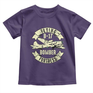 Vintage B-17 Bomber WW2 Aircraft Toddler T Shirt Plane Aviation Fighter Airplane Retro Grunge TS02 Purple Print Your Wear