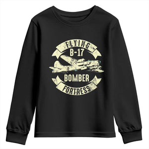 Vintage B-17 Bomber WW2 Aircraft Youth Sweatshirt Plane Aviation Fighter Airplane Retro Grunge TS02 Black Print Your Wear