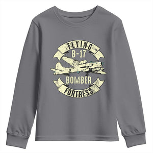 Vintage B-17 Bomber WW2 Aircraft Youth Sweatshirt Plane Aviation Fighter Airplane Retro Grunge TS02 Charcoal Print Your Wear