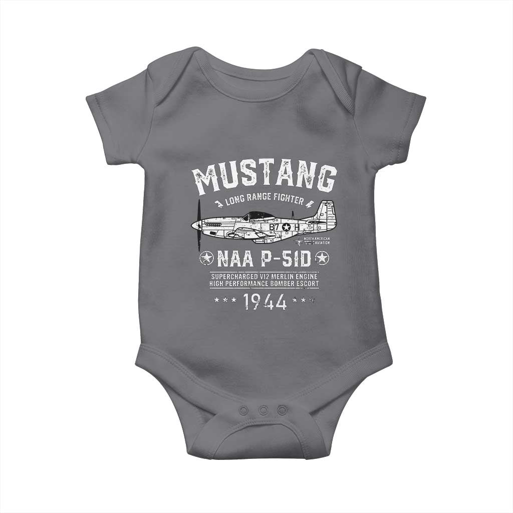 P-51 Mustang Baby Onesie North American Aviation WW2 P51 Fighter Plane TS02 Charcoal Print Your Wear