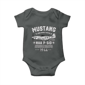 P-51 Mustang Baby Onesie North American Aviation WW2 P51 Fighter Plane TS02 Dark Heather Print Your Wear